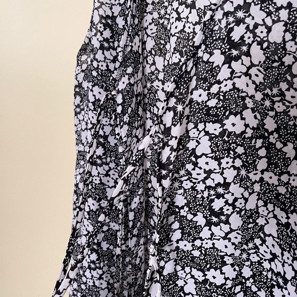 Paris Blues Vintage Y2K Full Length Black and White Floral kimono Duster - Picture 7 of 9